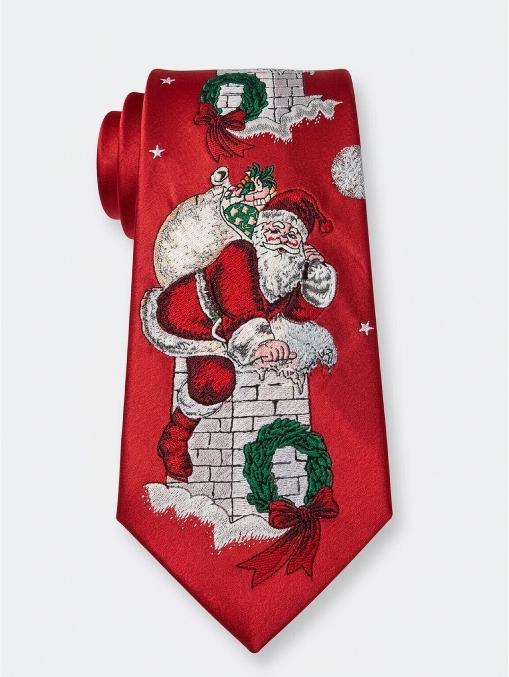 Vintage Holiday Traditions Santa Claus Silk Tie - Festive Christmas Neckwear
